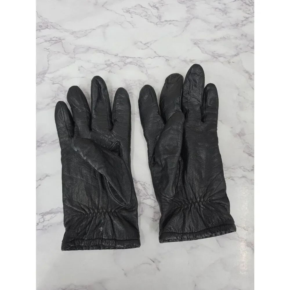 Fownes Short Black Leather Driving Gloves